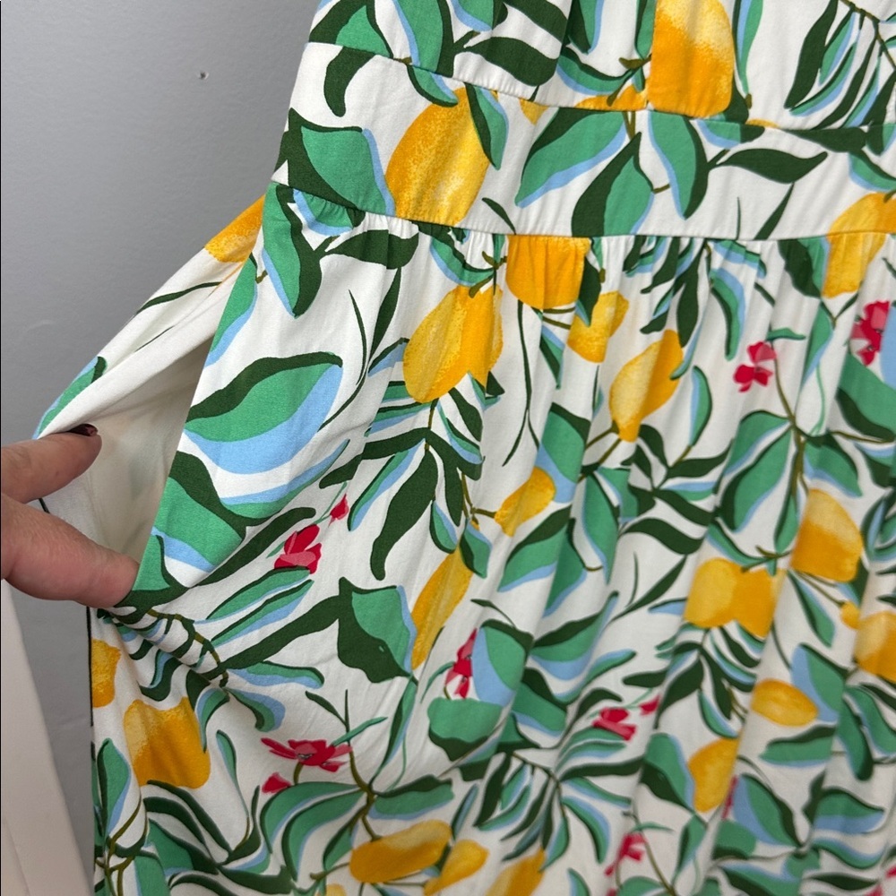 Ava & Viv Green Floral Midi Dress with Yellow Accents - Picture 6 of 14